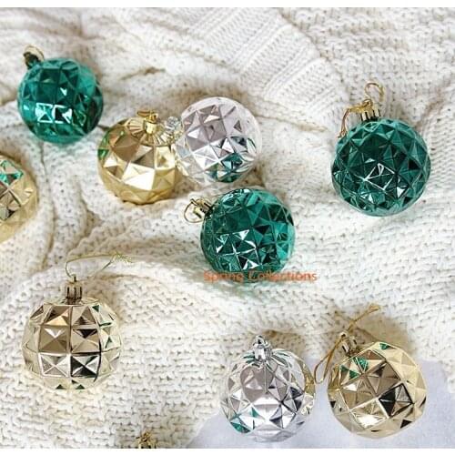 6pcs/lot 60mm Gold/Silver/Green Christmas Tree Decorations Ball Hanging Christmas ball ornaments for festival/parties