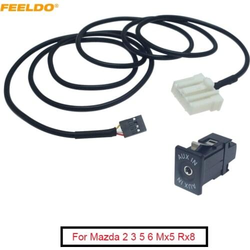 FEELDO Automotive 32-Pin Aux-In Audio Cable Socket Interface Music AUX Adapter For Mazda 2 3 5 6 Mx5 Rx8 2 3 5 6 Cx-7 Cx-9