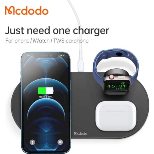 Mcdodo 3 in 1 Fast Wireless Charger Pad 15W Fast Charging For Apple Watch Series 5 4 iPhone 13 12 TWS Airpods Pro Android Phone