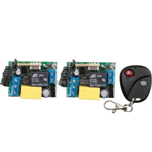 Wireless remote control switch RF AC 220 V 10 A 1 channel 1 Transmitter and 2 Receiver Learning code Simple operation
