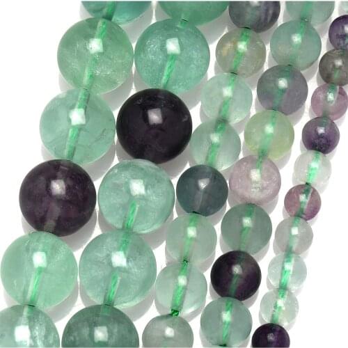 Natural Stone Beads Colorful Fluorite Round Beads 15.5" Strand 4 6 8 10 12MM Loose Bead Jewelry Making Diy Accessories