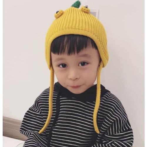 Dinosaur Children Knit Hat Crochet Baby Dinosaur Hat Baby Warm Hat With Earmuffs Earflap Woolen Cap Kids Clothing Accessories