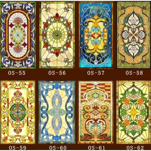 Custom electrostatic frosted stained glass window film, church home foil stickers, PVC self-adhesive window films,20 new styles