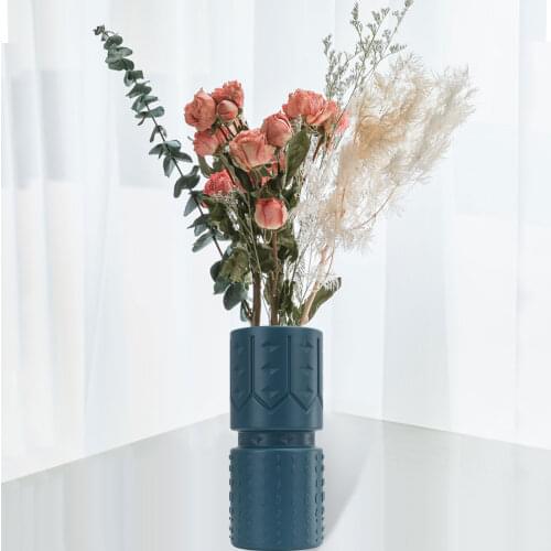 European Creative Straight Flower Arrangement Container Home Hydroponic Vase Living Room Table Ornaments Imitation Glaze Vase