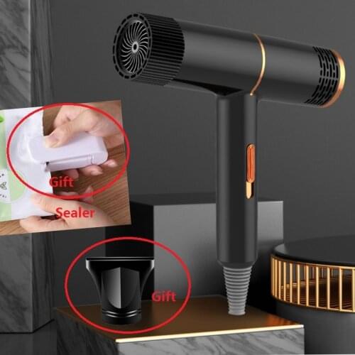 Black Hair Dryer Blowing Anion Negative Ionic Electric Blow Dryer Diffuser Hot Cold Wind Low Noise Hair Drying Styling Tool