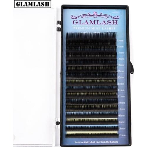 GLAMLASH High quality Mix 7~15 mm 16 lines mink synthetic eyelash single natural eyelashes fake false eye lash make up cilios