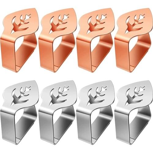 JFBL Hot 8 Pcs Leaf Shape Table Cloth Clips Stainless Steel Thickened Tablecloth Clamp Holder Adjustable Table Cover Clamps Tabl