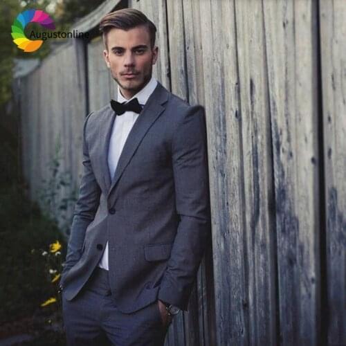 Classic Grey/Khaki/Navy Blue Mens Wedding Suits Costume Homme Mariage Formal Business Terno Masculino 2Piece Elegent Man Blazer