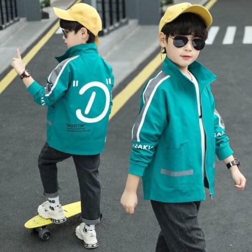 2021 Spring Autumn Boys' Coat Long Double Sides Wear Hooded Print Jacket For Childrens Outwear 4-12 Years Kids Clothes Tops