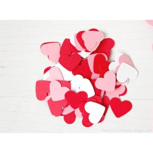 Mini Pink red Heart Confetti - Shades of Pink red Wedding Decorations - Heart Confetti - Pink Bridal Shower Decor