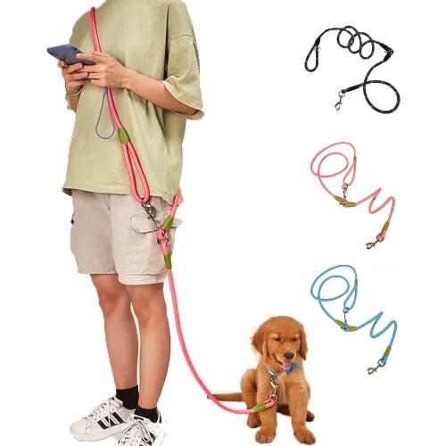 Nylon Dog Leash Traction Rope Free Hands Pet Lead Belt Outdoor Training Running Shoulder Straps For Small Large Dogs Accessories
