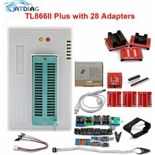 Original V10.27 TL866II Plus USB Universal Programmer Bios/ECU Programmer+28adapters 1.8V nand flash 24 93 25 mcu
