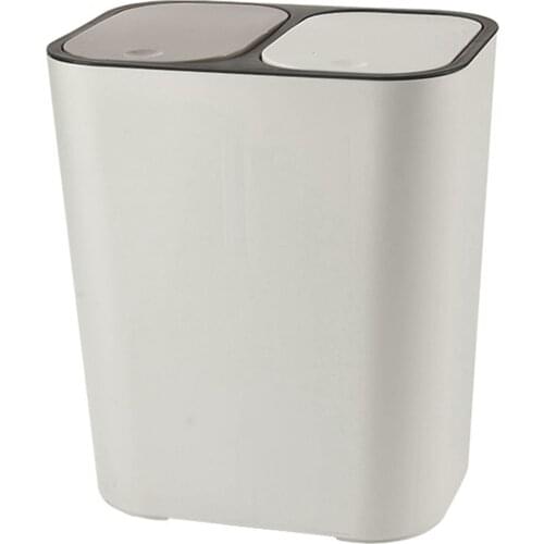 Dry and Wet Separation Trash Can Large Rubbish Bin with 2 Lids Push Type Bin Garbage Can Waste Bin For Kitchen Living Room