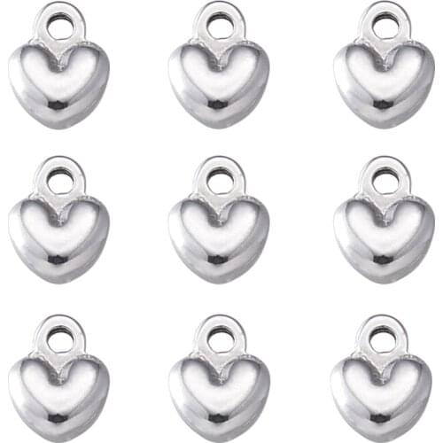PandaHall 20pc 6x4x2mm 304 Stainless Steel Metal Heart Charms Small Pendant for Jewelry Making DIY Bracelet Necklace Findings