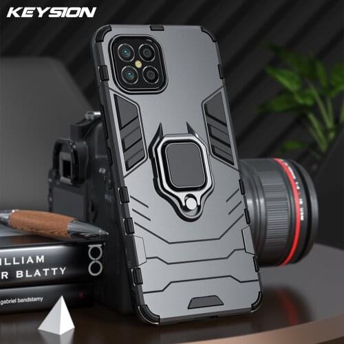 KEYSION Shockproof Armor Case for Huawei Nova 8 SE 5G Ring Stand Silicone Phone Back Cover for Huawei Nova 7 Pro 7 SE 6 SE 4G