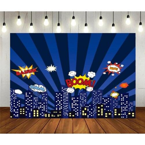 Photo Studio Props Photography Backdrop Buildings Vector Boom Blast Cartoon Vinyl Background For Kids Birthday Party Decoration