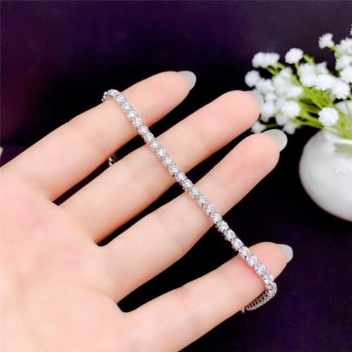 Silver Excellent Cut Total 4.9 Carat D Color Passed Diamond Test White Moissanite Bracelet Silver 925 Jewelry Female Chain