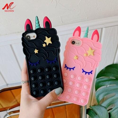 Cartoon Sensory Toy Fidget Reliver Stress Cover Case for iPhone 11 12 Pro Max Mini X Xs Xr 6S 7 8 Plus Push It Bubble Silicone