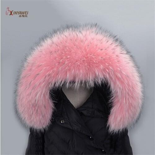 Special Offer Winter Natural Jacket Fur Collar Real Raccoon Fur Women Scarf Coat Woman Neck Cap Long Warm Real Fur Scarf