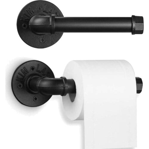 Heavy Duty Rustic Industrial Pipe Toilet Paper Holder Vintage Wall Mounted Kit M89B