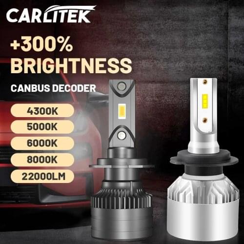 Carlitek H7 LED Headlight Bulbs 20000LM CSP Chips H1 H4 H11 H8 H9 9005 9006 HB3 HB4 Canbus Error Free 4300K 5000K 6000K 8000K