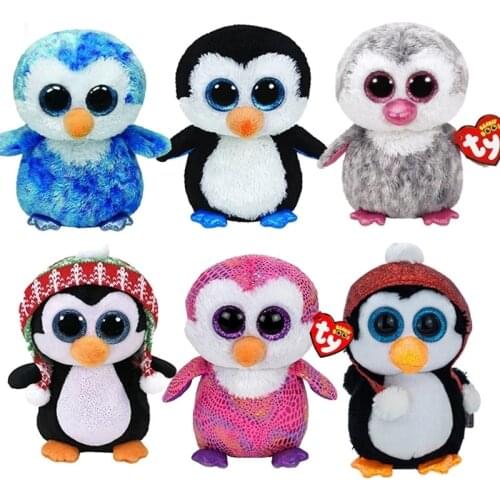 Ty Beanie Boos Big Eyes Penguin Series Plush Stuffed Animal Cute Doll Toys Decor Boys Girls Child Christmas Birthday Gift 15cm