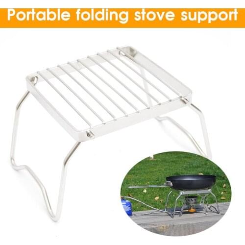 Outdoor portable mini folding stainless steel burner bracket, barbecue set, pot rack, baking tray bracket, grilling net trumpet