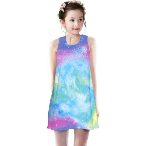 High quality Girls Unicorn Dress Summer costume Child Cartoon Floral Party Birthday Unicornio Dresses Kids Baby Princess Clothes