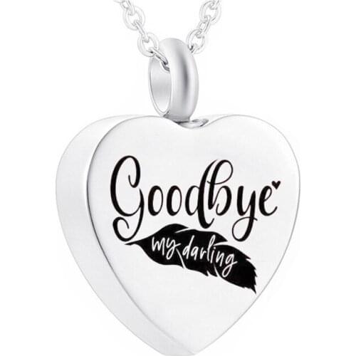 Cremation Jewelry Stainless Steel Urn Heart Pendant Engraved With Ashes Memorial Of -Goodbye My Darling