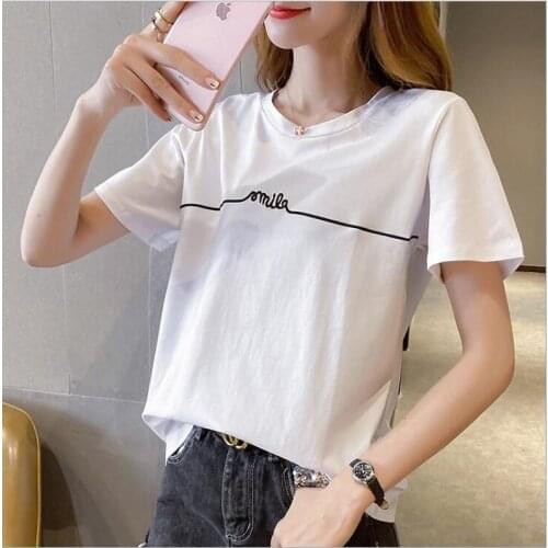 Women White T-Shirts Summer Tee Shirt Women Solid Color Casual White Short Sleeve O-Neck Ladies Tees Tops Female T Shirt CL153