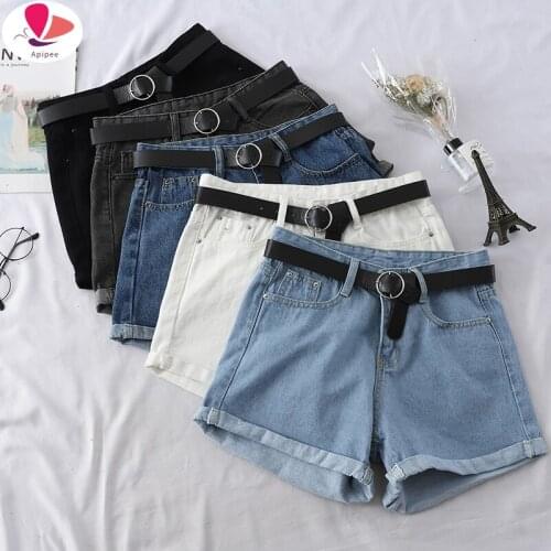 All Match Sashes Casual Women Denim Shorts Crimping High Waist Slim Summer Jeans Shorts Feminino Chic Hot Ladies Bottom #05