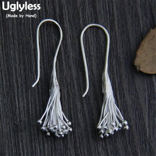 Uglyless Real S 925 Sterling Silver Women Exotic Tassels Designer Dangle Earrings Handmade Flower Brincos Handmade Fine Jewelry