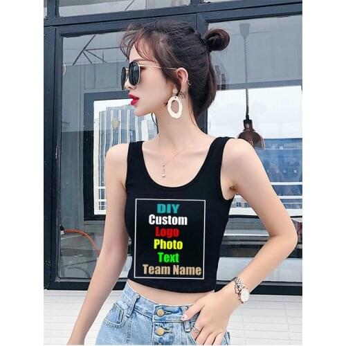 Customize your picture LOGO vest womens inner short skinny summer sleeveless bottoming high waist crop top