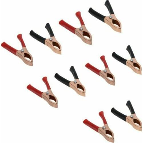 10Pcs 30A Crocodile Car Caravan Van Battery Test Lead Clips Alligator Clips Connector Plug Power Battery Clamps Red + Black