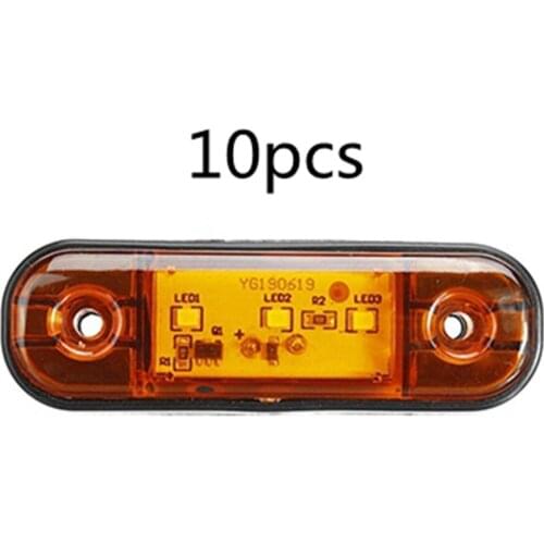 10 PCS Yellow Marker Light For Trailer Truck Pickup RV LED Side Marker Lamp DC10-30V 3 LED Signal Warning Light