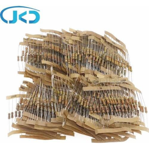 1000pcs/lot 100Values x 10Pcs 5% 1/2W 0.5W 1ohm -10Mohm Carbon Film Resistor Assortment Kit Electronic Component