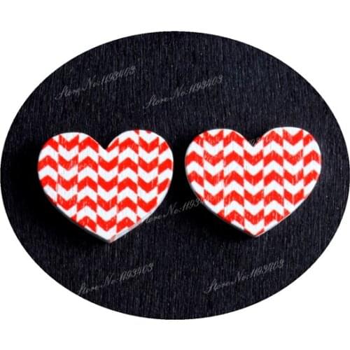 16mm Heart Shape Image Painted Wooded Laser Cut Cabochon to make Rings, Earrings, Bobby pin, pendant