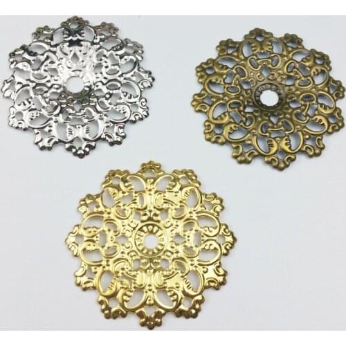20pcs 45mm Filigree flower Wraps Metal Charms For Embellishment Scrapbook DIY Jewelry Metal Craft Wraps