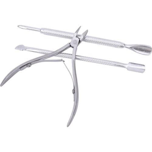 3Pcs/Set Nail Dead Skin Remover Tools Stainless Steel Nail Cuticle Nipper Cuticle Pusher Nail Clipper Trimmer