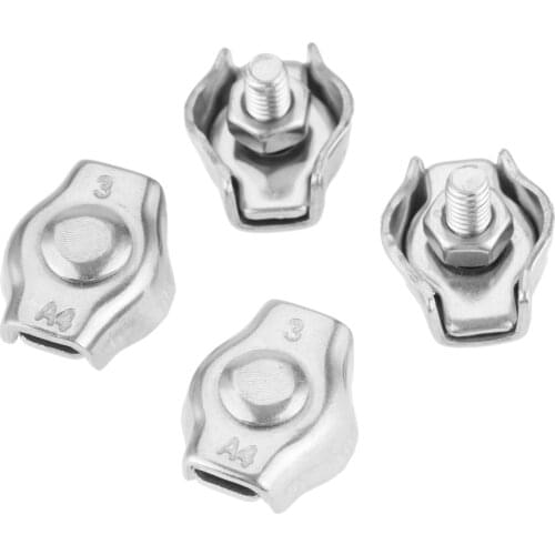 4Pcs 3mm Stainless Steel Simplex Wire Rope Clip Fixing M3 Cable Clamps Caliper For Heavy-duty Rigging Rope
