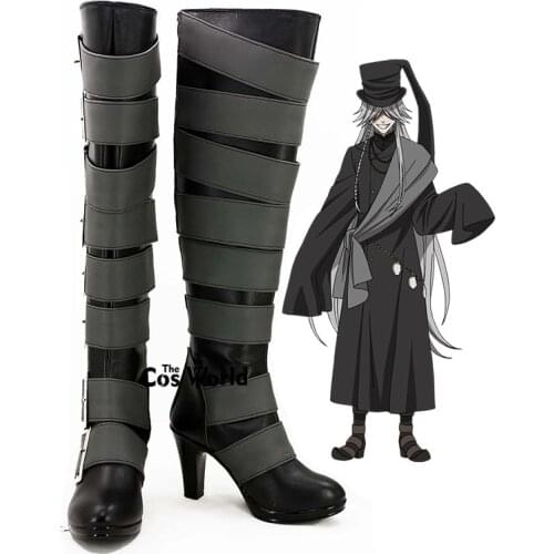 Black Butler Kuroshitsuji Undertaker Anime Customize Cosplay High Heels Shoes Boots