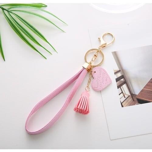 Personality PU Letter Heart Key Chain Porte Clef Keyring Friends Keychain with Tassel Llavero Jewelry Gift Charm EH132B