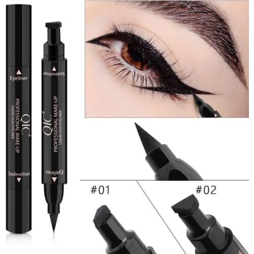 Black Eye Liner Liquid Pencil Makeup Quick Dry Waterproof Black Double-ended Makeup Stamps Wing Eyeliner Pencil Korean Cosmetic
