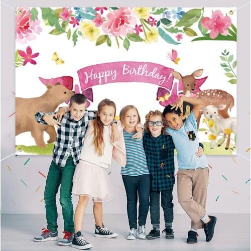 Children Birthday Decoration Happy Birthday Party Banner Photography Backdrop Background Birthday Party Supplies for Girls Kids