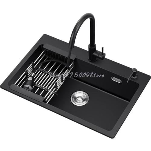 Quartz Stone Sink Single Basin Kitchen Granite Sink Single Basin Under Counter Basin Size Sink Sink Black