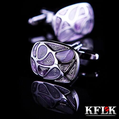 KFLK Luxury shirt cufflinks for mens Brand cuff buttons fashion cuff links High Quality cheap Purple gemelos abotoaduras Jewelry