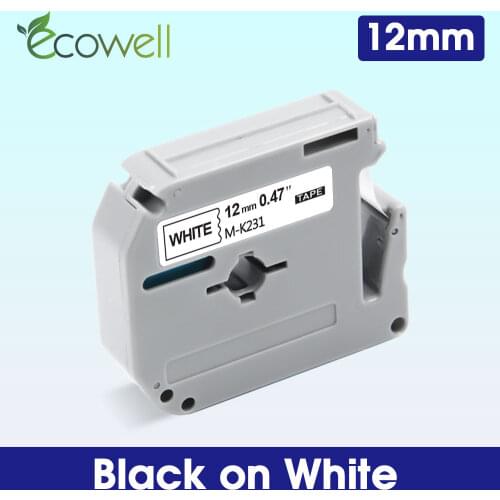 Ecowell MK231 Black on White label tape For Brother MK-231 MK 231 M-K231 12mm mk tape for Brother P-Touch PT-80 PT70 Label Maker