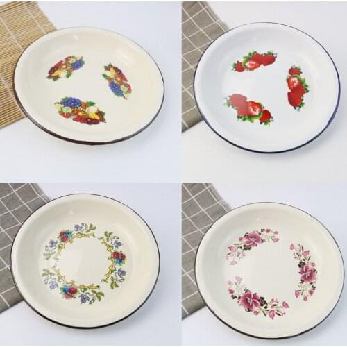 European and American thick enamel plate classic printed dish cold large Fruits tableware salad bowl dish set dinnerware 14-24cm