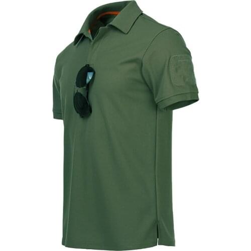 Outdoor Men Fitness Climbing Fast Dry Lapel Sports Tops Summer Training Hiking Riding Loose Breathable Tactical Big Size T-shirt