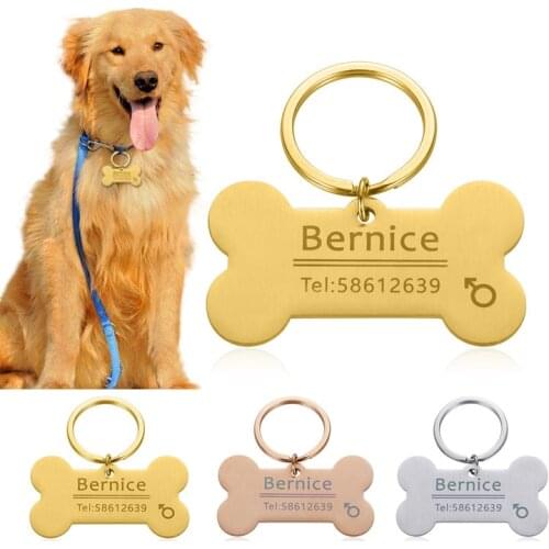 Anti-lost Personalized Pet ID Tag Collar Engraved Pet ID Name Tel for Cat Puppy Dog Collar Tag Bone Pet Accessories Dropshipping